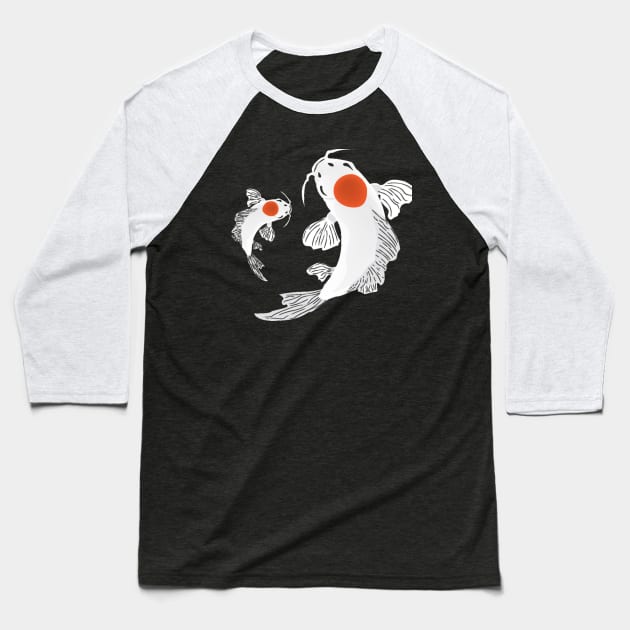 Koi Fish Baseball T-Shirt by Amcroga